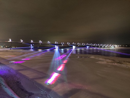 В Перми включили новую подсветку Коммунального моста через Каму